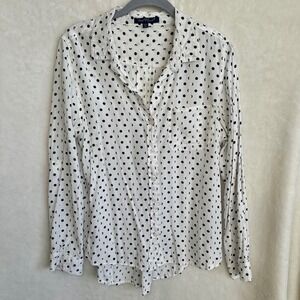 Violet Heart Cream Black Moon Phases Blouse Button Down Shirt Size XL